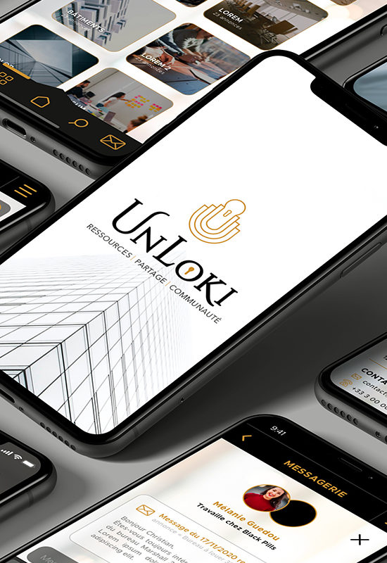 • Création de l'identité visuelle UNLOKI• Webdesign de l'application mobile et du site backoffice UI UX lestudiova site internet graphiste reims paris grand est logo logotype design graphisme Direction artistique DA app mobile