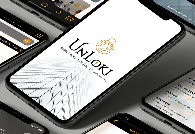 • Création de l'identité visuelle UNLOKI• Webdesign de l'application mobile et du site backoffice UI UX lestudiova site internet graphiste reims paris grand est logo logotype design graphisme Direction artistique DA app mobile